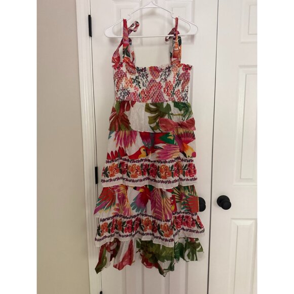 Farm Rio Mixed White Prints Layered Midi Dress - Womens Medium - Picture 3 of 8